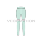 Womens compression leggings flat sketch, back view