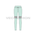 Womens compression leggings flat sketch, front view