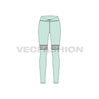 Womens compression leggings flat sketch, front view
