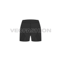 Womens compression shorts flat sketch, front view