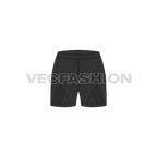 Womens compression shorts flat sketch, front view