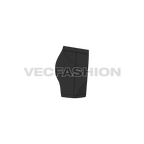 Womens compression shorts flat sketch, side view