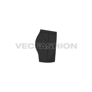 A vector fashion sketch template of Women's Compression Shorts. It is made out of lycra material and have panels on sides with flat lock stitch. 
