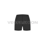 Womens compression shorts flat sketch, back view