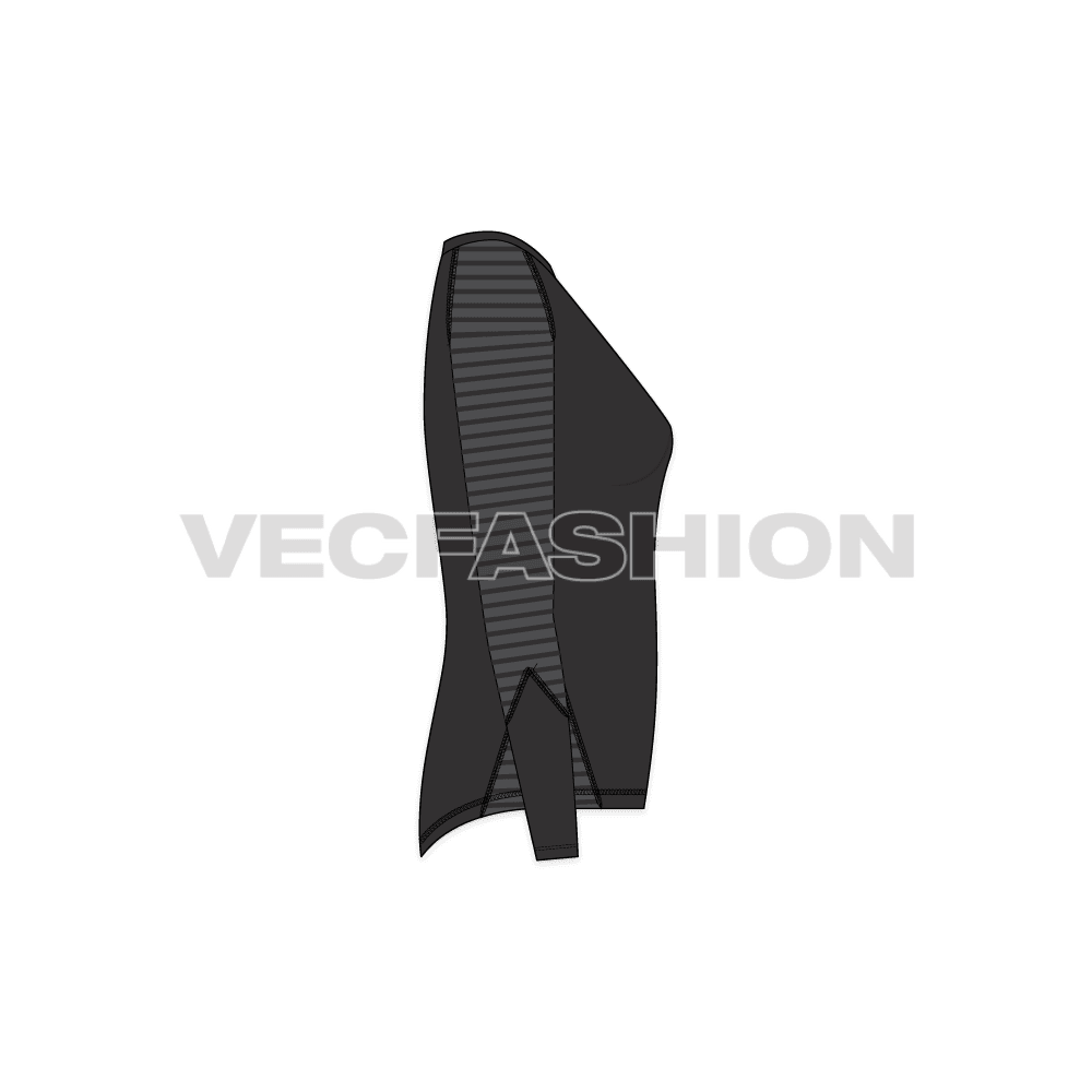 Womens compression tee flat sketch, side view