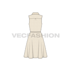 Womens cotton poplin dress flat sketch, back view