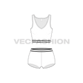 Womens cotton underwear set, racerback, alternate colorway flat sketch, front view