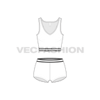 Womens cotton underwear set, racerback, alternate colorway flat sketch, front view