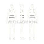 Womens cotton underwear set, racerback, alternate colorway flat sketch, croqui sketch