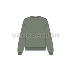 Womens crew neck drop shoulder sweatshirt flat sketch, back view