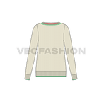 Womens cricket sweater flat sketch, back view