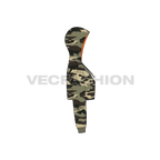 Womens crop camo hoodie flat sketch, side view