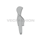 Womens crop front open hoodie flat sketch, side view