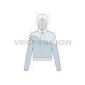 Womens crop hoodie fashion sketch template flat sketch, front view