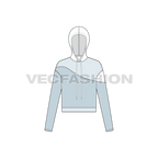 Womens crop hoodie fashion sketch template flat sketch, front view