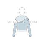 Womens crop hoodie fashion sketch template flat sketch, back view