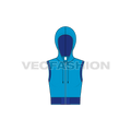 Womens crop hoodie vest flat sketch, front view