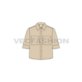 Womens crop shirt flat sketch, front view