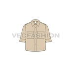 Womens crop shirt flat sketch, front view