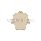 Womens crop shirt flat sketch, back view