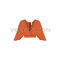 Womens crop top flat sketch, front view