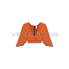 Womens crop top flat sketch, front view