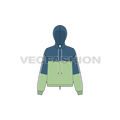 Womens crop vector hoodie flat sketch, front view