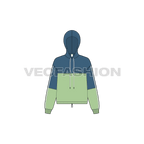 Womens crop vector hoodie flat sketch, front view