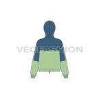 Womens crop vector hoodie flat sketch, back view