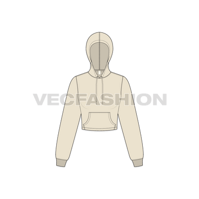 Women's Cropped Hoodie with Kangaroo Pocket