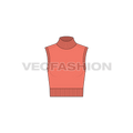 Womens cropped mock neck sweater flat sketch, front view