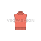 Womens cropped mock neck sweater flat sketch, front view