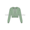 Womens cropped pullover flat sketch, front view