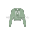 Womens cropped pullover flat sketch, front view