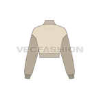 Womens cropped sweatshirt flat sketch, back view