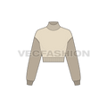 Womens cropped sweatshirt flat sketch, front view