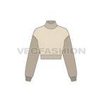 Womens cropped sweatshirt flat sketch, front view