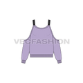Womens cut out jumper flat sketch, front view