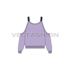 Womens cut out jumper flat sketch, front view