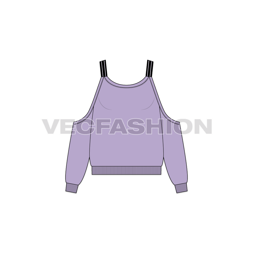 Womens cut out jumper flat sketch, front view