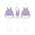 Womens cut out jumper flat sketch, croqui sketch