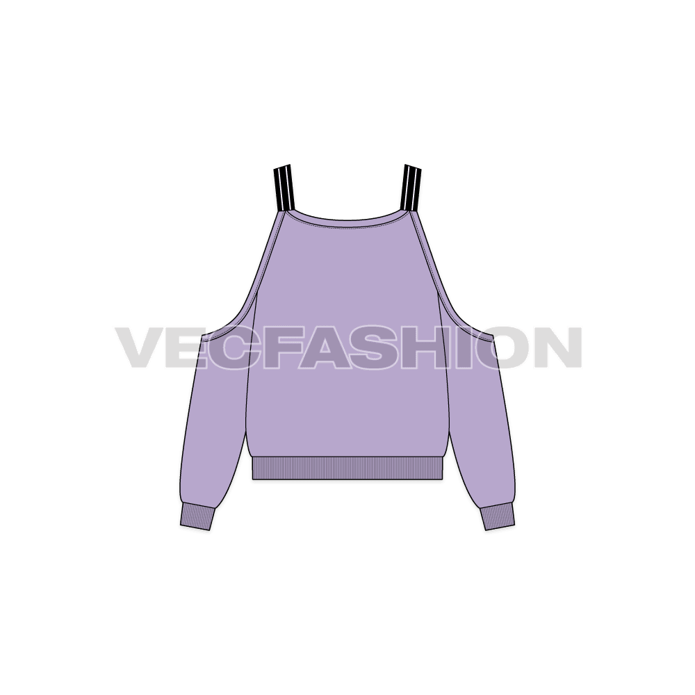 Womens cut out jumper flat sketch, back view