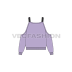 Womens cut out jumper flat sketch, back view