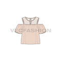 Womens cut out mesh top flat sketch, front view