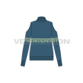 Womens shoulder cutout jumper flat sketch, front view