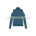 Womens shoulder cutout jumper flat sketch, front view
