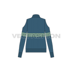 Womens shoulder cutout jumper flat sketch, back view