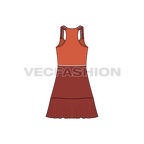 Womens daywear dress flat sketch, back view