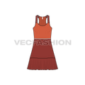 Womens daywear dress flat sketch, front view