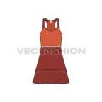 Womens daywear dress flat sketch, front view